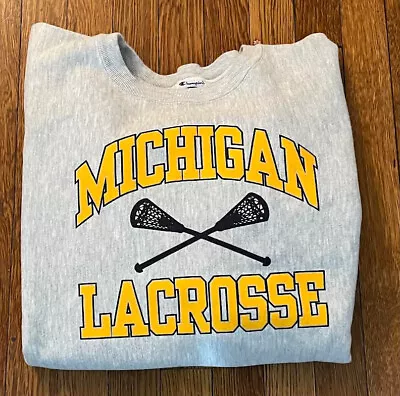 Vtg. 90s University Of Michigan Lacrosse Official Team Champion Sweatshirt 2XL • $115.99