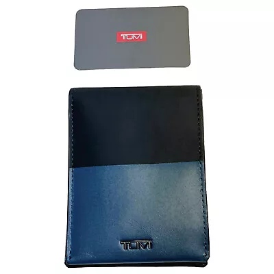 $96.95 • Buy Tumi Brand Mens Double Billfold Wallet Nassau SLG Black Turquoise Leather $155