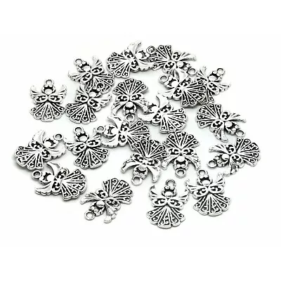 10 Angel Charms Antique Silver Tone Christmas Fairy 20mm X 14mm P00170H • £3.19