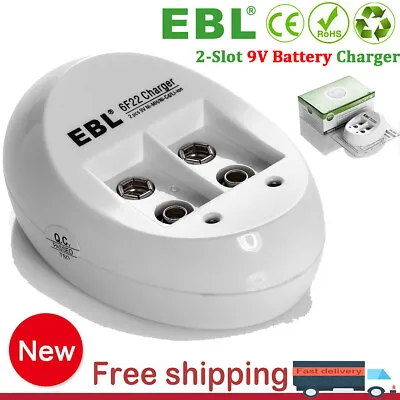 EBL USB Battery Charger For 9V Li-ion Rechargeable Batteries Battery 9 VOLT 6F22 • $9.99