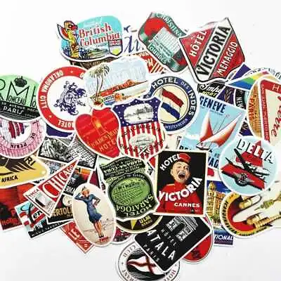 55 Retro Vintage Old Fashioned Style Luggage Suitcase Travel Gift Stickers • $3.04