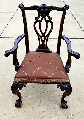 Authentic Antique Councill Chippendale Mahogany Carved Ball Claw Armchairs • $450