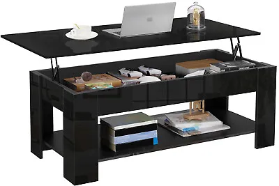 High Gloss Coffee Table With Storage Wooden Lift Top Up Living Room Furniture • £59.99