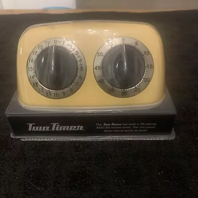 AMCO Two Timer Retro Dual-Time Manual Kitchen Timer - Yellow -  New • $29.99