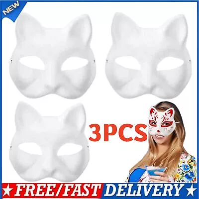 DIY White Cat Masks Set - 3PCS Masquerade Half Face Kit For Adults & Kids • $9.99