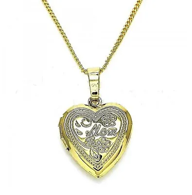 9ct Gold GF  Medium Mom Heart Locket Pendant  Chain Necklace  572 • $28.62