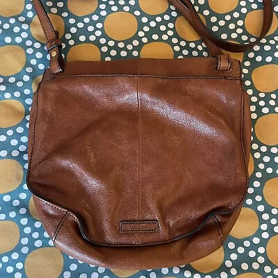 FOSSIL Tan Leather Crossbody Shoulder Bag Handbag Reissue Vintage Saddle • £39.99