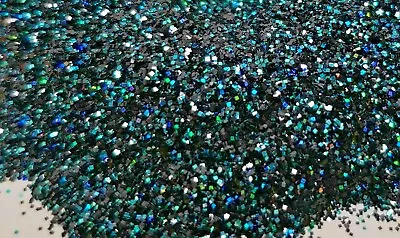 Black Aqua Blue Holographic Metal Flake Glitter .015 Square Painting Crafting • $21.26