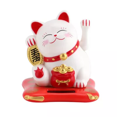 Solar Powered Waving Paw Welcome Fortune Cat Lucky Car Decoration(White Cat) HD • $6.77