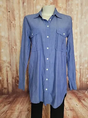 J Crew Women's Chambray Collared Button-Up Shirt  Long-Sleeve Cotton Size XS • $14.36