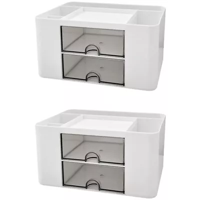 Desk Storage Box 2 Pumping Desktop Pencil Storage Box Suitable For Office2497 • $41.92