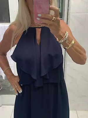 $65 • Buy Forever New Dress Size 14 Beautiful Details Formal Party Navy Blue STUNNING