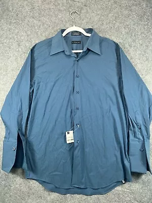 J Ferrar Shirt Mens 17 32/33 Blue Modern Fit Button Up Long Sleeve Long Cuff • $16.99