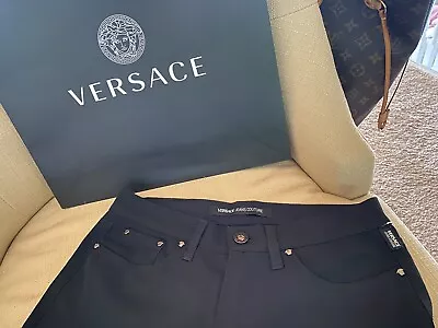 🔥”VERSACE” Women Stretch Black Pants Size 27 41 • $65