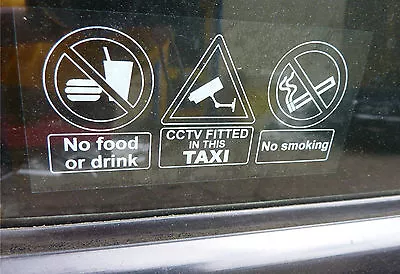 £1.19 • Buy NO FOOD OR DRINK / CCTV / NO SMOKING Taxi Vehicle Inside Window Sticker  3 Sizes