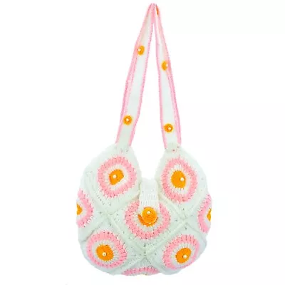 VEDI ARTISTRY Handmade Crochet Shoulder Bag - White • $42.99