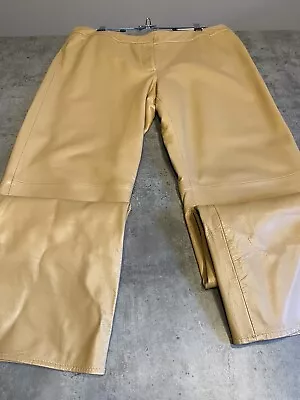 $49.99 • Buy Vakko Sport Women’s Vintage 100% Leather Sz 14 Tan Pant Poly Lining MSRP $300