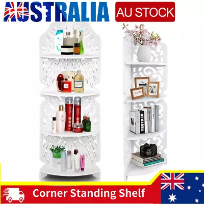 4-Tier Shower Corner Shelf White Bathroom Shelves Organiser Bath Storage Rack • $25.89