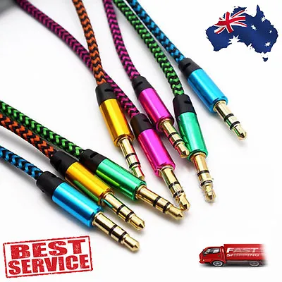 Braided Gold Plated 3.5MM Jacks Male To Male Audio Cable AUX Cord For Car Phone • $4.95