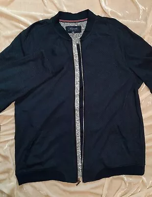 Britches Nautical Navy Blue Cotton Print Full Zip Jacket Mens XL • $14