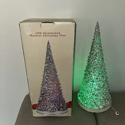 Cracker Barrel  20 In. Silver Lighted LED Musical Christmas Tree Works With Box • $60