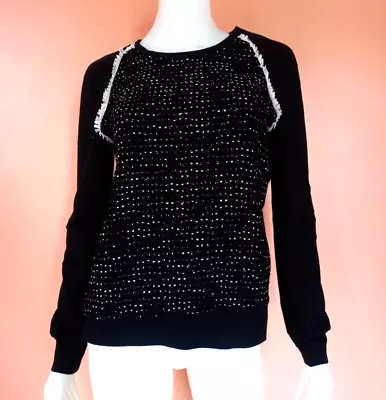 Markus Lupfer Textured Applique Wool Blend Sweater/jumper Black Size S • $99