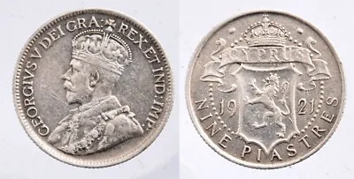 Cyprus. George V. Nine Piastres 1921. • $42