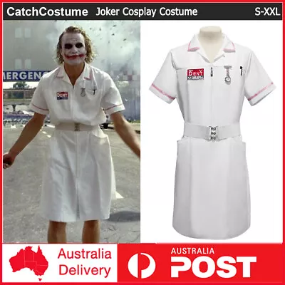 Mens Twisted Joker Costume Batman Nurse Scary Zombie Halloween Party Fancy Dress • $67.44