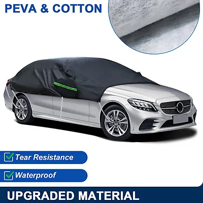 PEVA &Cotton Half Car Cover Windshield Snow Cover Anti-UV Waterproof Sedan SUV • $32.99