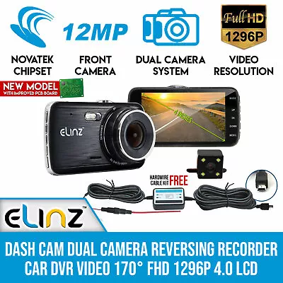 4  Dash Cam Dual Camera Reversing FHD 1296P Recorder Car DVR Video 170° NTK96658 • $115