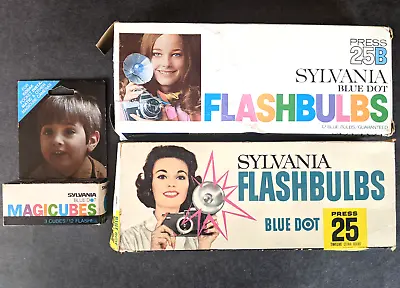 Vintage Flash Bulb Lot In Original Sylvania Boxes Magicubes Blue Dot Round • $6.95