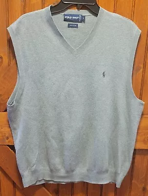 Polo Ralph Lauren Golf Vest Mens Large Gray Pony V Neck Pullover Sweater Italian • $21.85