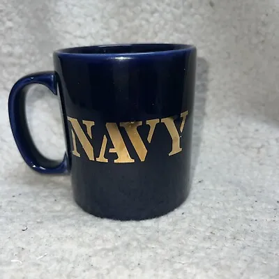 Vintage US Navy Anchor Coffee Mug Staffordshire England Military Blue Gold 10oz • $9.90