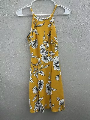 Womens Soprano Yellow Floral Sleeveless Sundress Size XS • $12.98