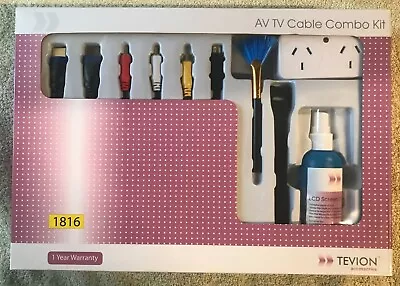 AV TV CABLE COMBO KIT With Surge Protection Double Adaptor LCD Cleaner New • $9.95