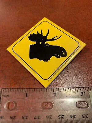 Moose Crossing Yellow Hazard Sign Pin Button FREE SHIPPING • $12