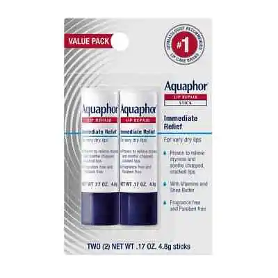 Aquaphor Lip Repair Stick With Shea Butter Lip Protectant 0.17 Oz Stick 2PK • $8