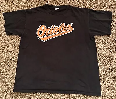 Vintage Baltimore Orioles Majestic MLB Baseball T Shirt Black Mens Size XL • $30