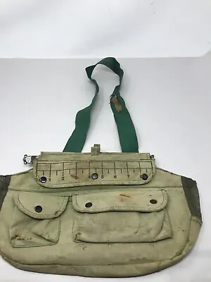Vintage Canvas Fishing Creel Tackle Bag Army Green Outdoor • $10