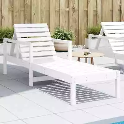 Sun Lounger Bed Day Outdoor Lounge Chair White Solid Wood Pine VidaXL • £142.99