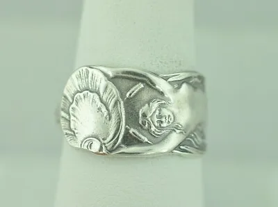 Beautiful 925 Sterling Silver Twin-Tailed Mermaid Melusine Spoon Ring • $22.99