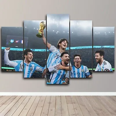 Lionel Messi Football World Cup Art 5 Piece Canvas Wall Art Print Home Decor • $46.05