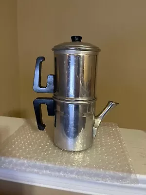 Vintage Italian Aluminum Coffee Pot Espresso Maker Flip Drip Small Complete • $17.95