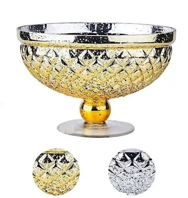 10  Mercury Glass Compote Vase Bowl Centerpiece Party Wedding Event Decorations • $37.17