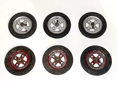 MECCANO Lot Of 6 Car Wheels With 75mm DUNLOP CORD Tires • £8.57