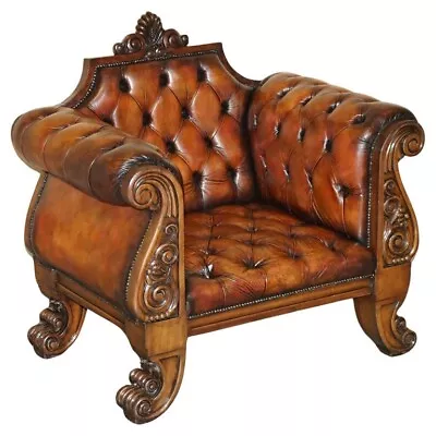 Huge Ornately Carved Antique Fully Restored Chesterfield King / Queens Armchair • $5980.78