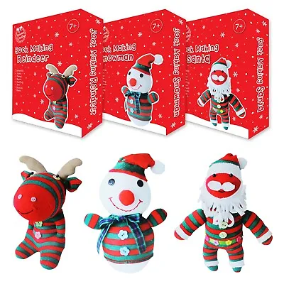 Sock Puppet Toy Make Your Own Christmas Craft Kit Santa Reindeer Snowman • £8.49