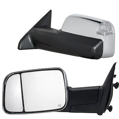 Towing Mirrors For 2014-18 Dodge Ram Power Heated Turn Signal Temp Sensor Chrome • $162.18