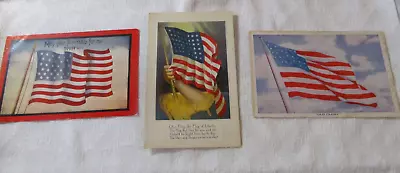 Lot Of 3~Antique Large American Flag Patriotic Postcards Vintage Old Glory • $8.99