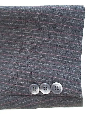 Vtg 70s Haggar Gray Pink Pinstripe Washable 2-Pc Banker Suit Wide Leg Pants 44 • $55